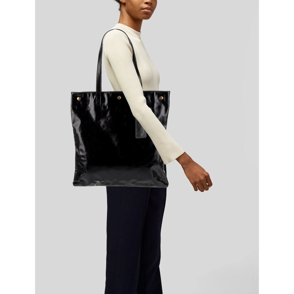 Yves Saint Laurent Patent Leather Teddy Tote Black